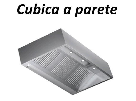 Cappa cubica a parete cm.140x110 con motore, con e senza illuminazione LED
